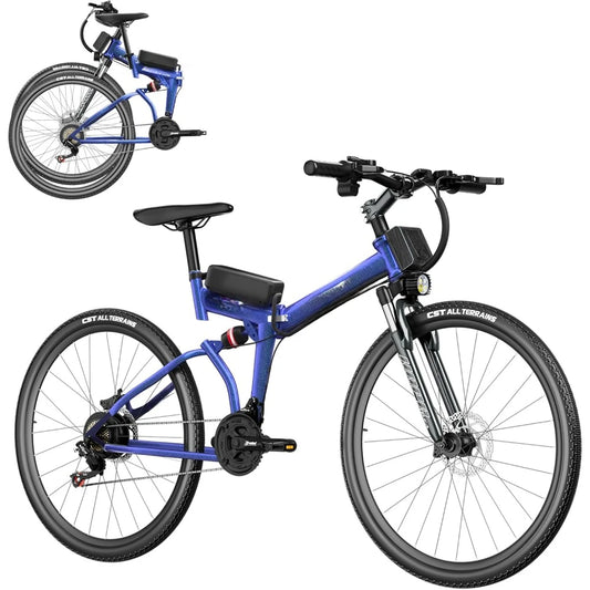 Foldable Electric Bike,500W&5 Mode Mountain Bike with 26'' Wheel Up to 20MPH,21 Speed&Dual Shock Absorber E Bike