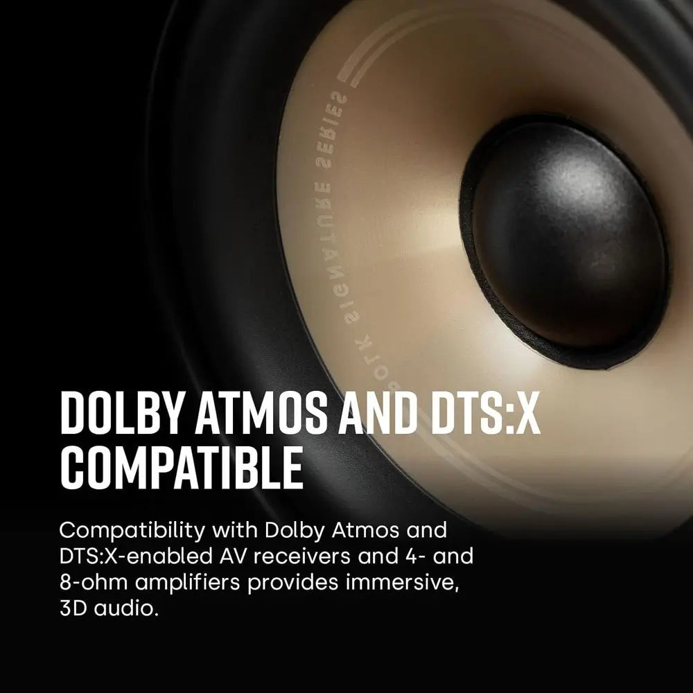 Elite Surround Sound Speakers - Hi-Res Audio, Dolby Atmos & DTS:X, 1 Tweeter, 4 Woofer, Bass-Enhancing Tech, Black Pair