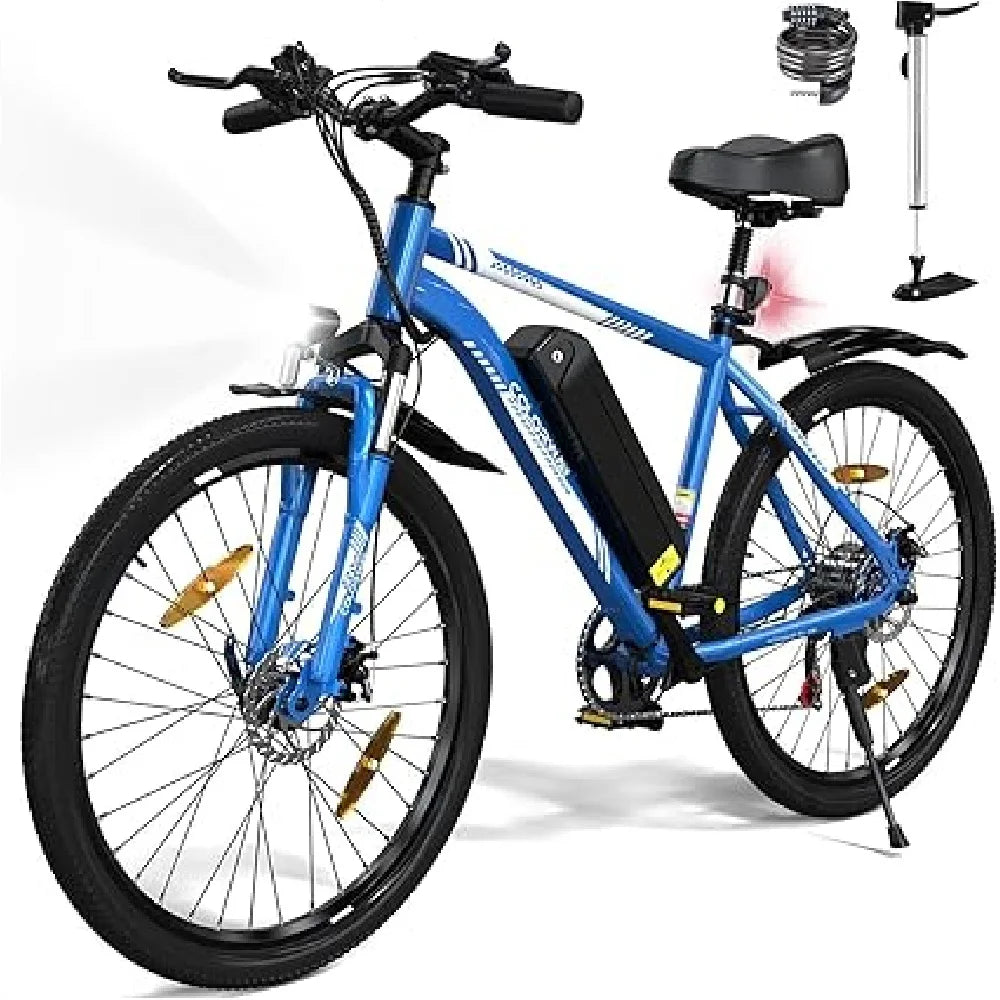 Bicicleta Eléctrica para Adultos, Bicicleta de Montaña de 26", EBike de Paseo con Batería Extraíble de 36V 15Ah, Pantalla LCD, D