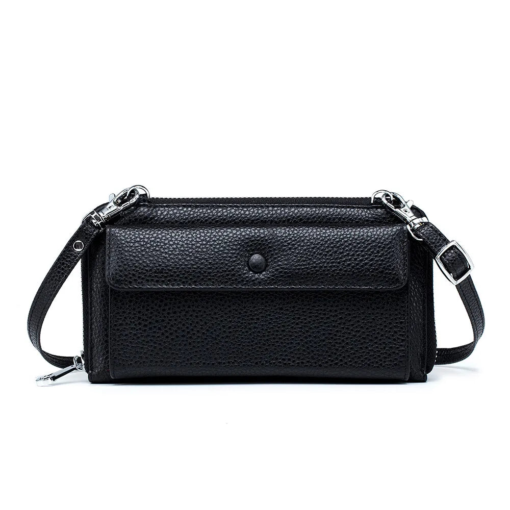 New Women Handbags Female Genuine Leather Shoulder Bags Multi Functional Large Capacity Crossbody Bags Touch Screen Phone Bag