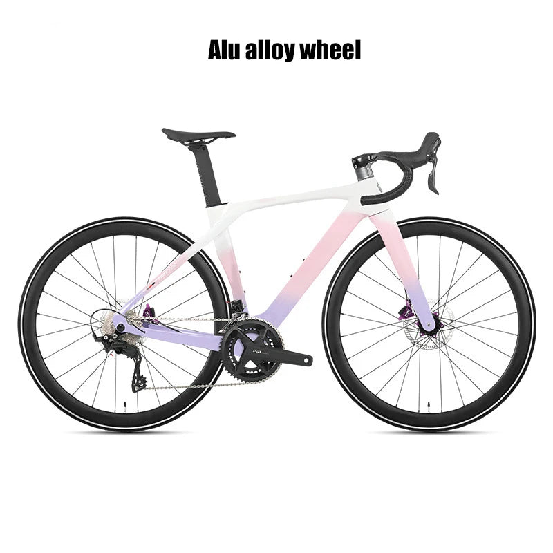TWITTER Full Carbon Light Weight Road Bike Wireless WheelTop EDS 24S Racing Bicycle 4-Piston Disc Brake With 50mm Carbon Wheels