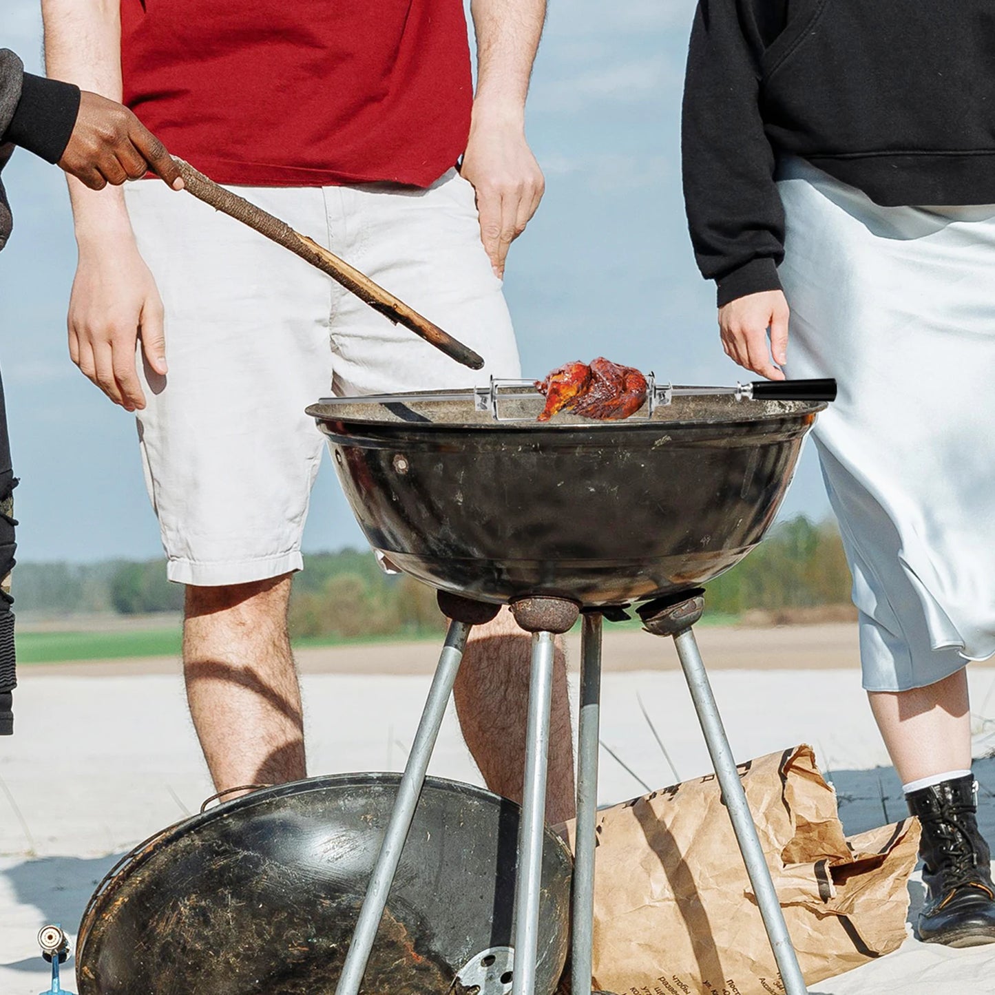 2Pcs Rotating BBQ Forks Stainless Steel Chicken Grill Tools Roast Meat Forks Outdoor Party Accessories Kitchen Barbecue Utensils