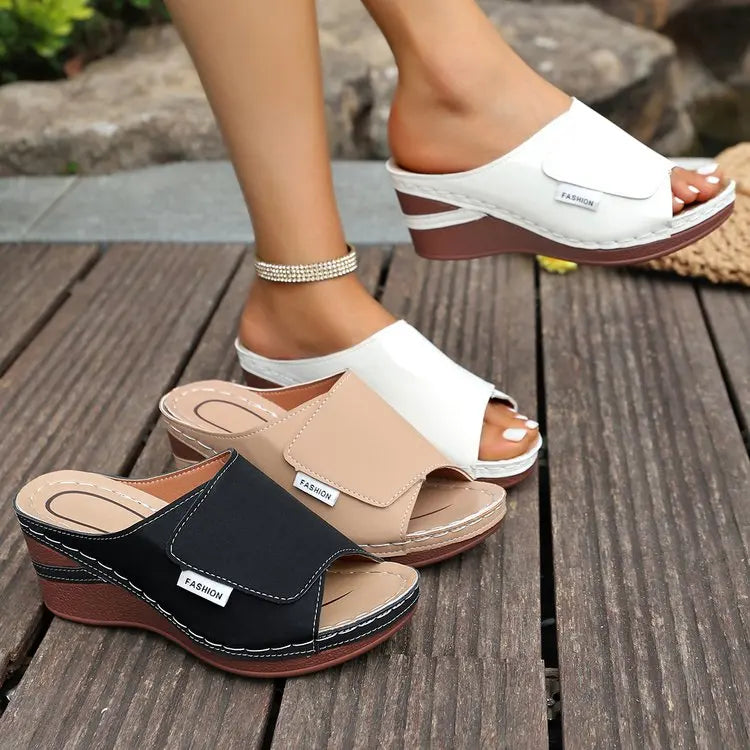 Women'S Open Toe Sandals Summer Woman Fashion Breathable Comfortable Slippers Wedge Buckle Female Footwear Zapatos Mujer
