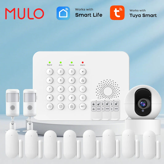Wireless GSM Alarm System Tuya Smart Life Home Security Kit with Door Sensor PIR Motion Detector Alexa Compatible