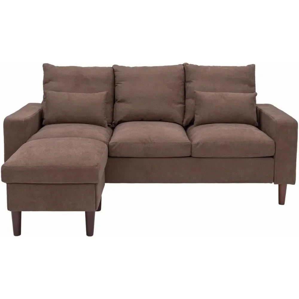 3 Seater Sofa with Ottoman Footstool Sofa Set, L Shape Corner Convertible Chaise Sofa,Couch Furniture for Living Room