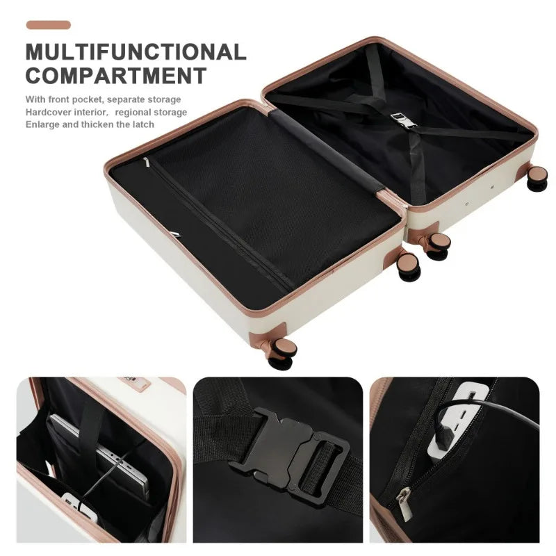 3 Piece Sets20"24"28", Hard Shell Luggage Carry on Luggage Set with TSA Lock , Usb, Universal Wheel,cup Holder Rolling Luggage