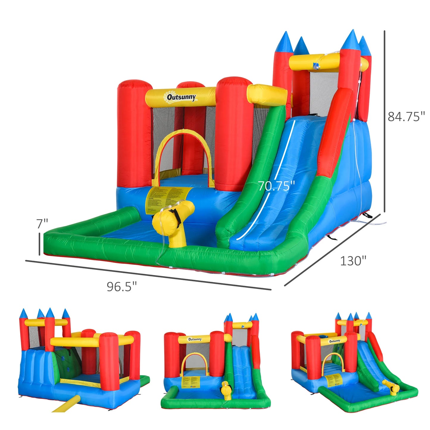Inflatable Slide Water Park Trampoline Bouncing House Outdoor Garden For Endless Fun to Kids with Blower and Toys