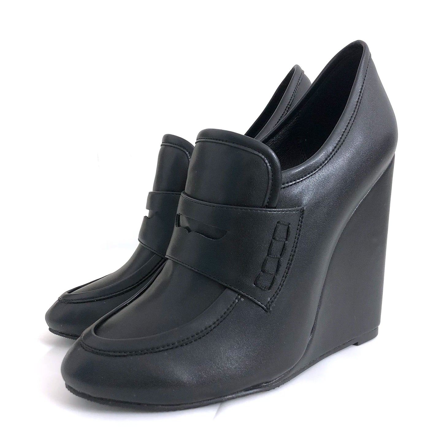 Elegant Wedges Shoes for Women Round Toe High Heel Pumps Comfortable Wedge Heels Footwear Full Black Customized By Aimirlly