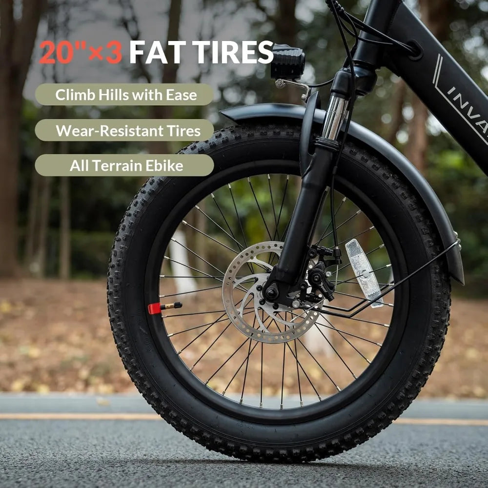 20" Fat Tire Step-Thru Electric Bicycle, 900W Peak Motor 45 Miles 20MPH Top Speed, Dual Suspension & 7-Speed Folding Ebike
