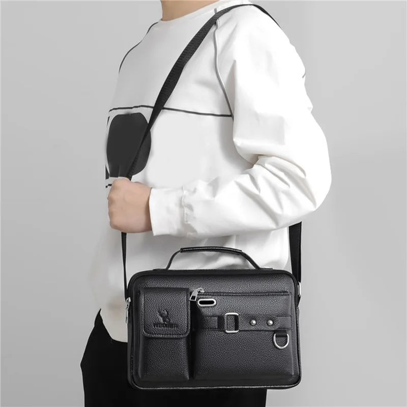 New Men Shoulder Bag for 10.4" Ipad PU Leather Business Handbags Men Messenger Bags Fashion Man Crossbody Bag