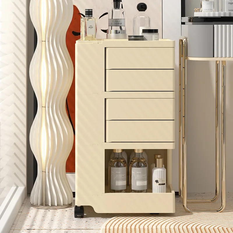 Storage cabinet Living room Bedroom Multifunctional rotatable cream wind bedside table trolley snacks cosmetics rack