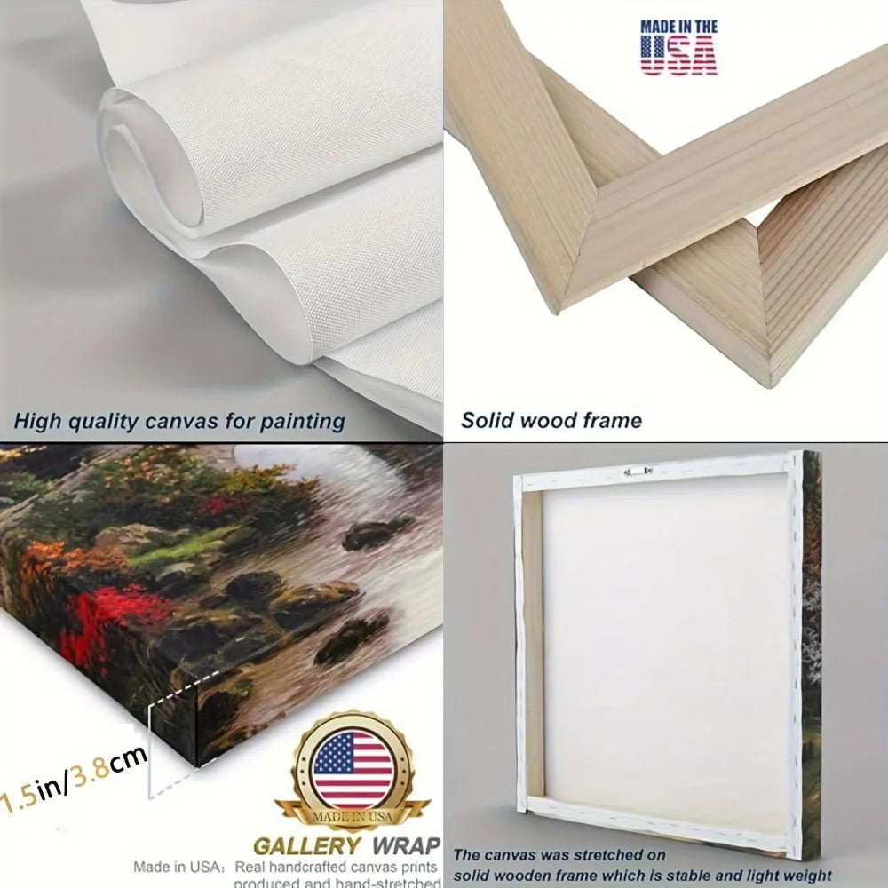 1.5 inch thick pine solid wood frame, Halloween horror old house canvas art - home decor wall art