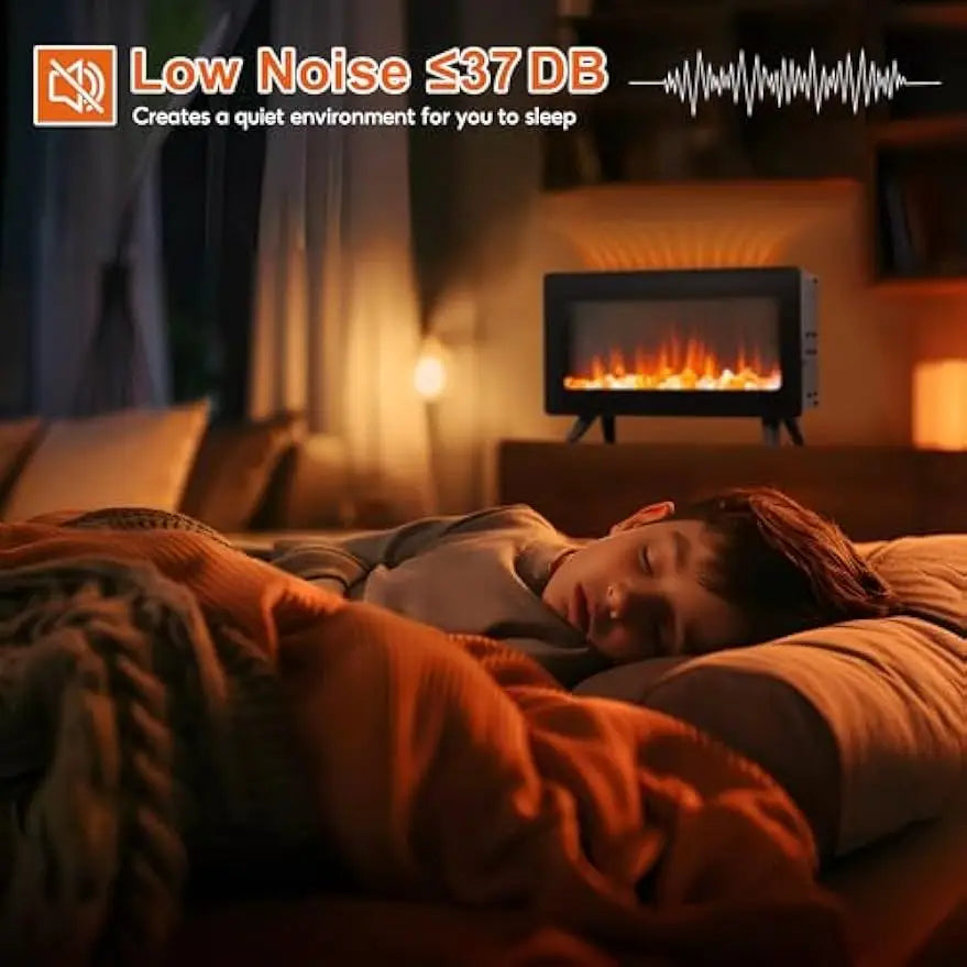 16" Electric Fireplace Heater with Realistic 3D LED Flames, Freestanding Indoor Space Heater, 750/1500W, Overheating Protection