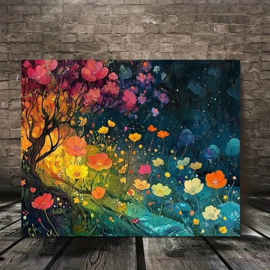 1.5 inch thickness, interior decorative art, home decor, beautiful flower and tree landscape paintings on home wall art prints