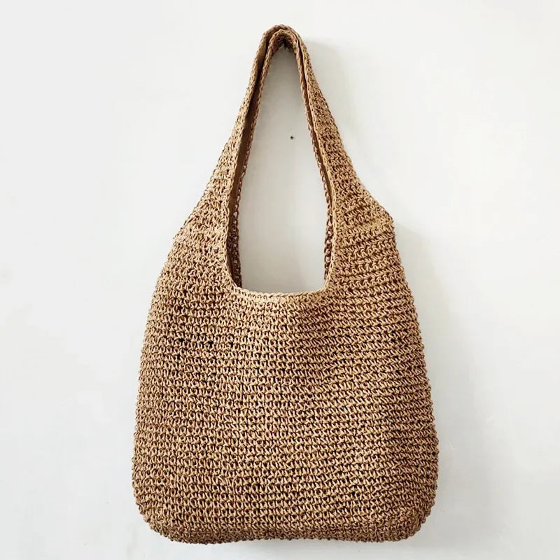 Fashion Straw Women Shoulder Bags Paper Woven Female Handbags Large Capacity Summer Beach Straw Bags Casual Tote Purses