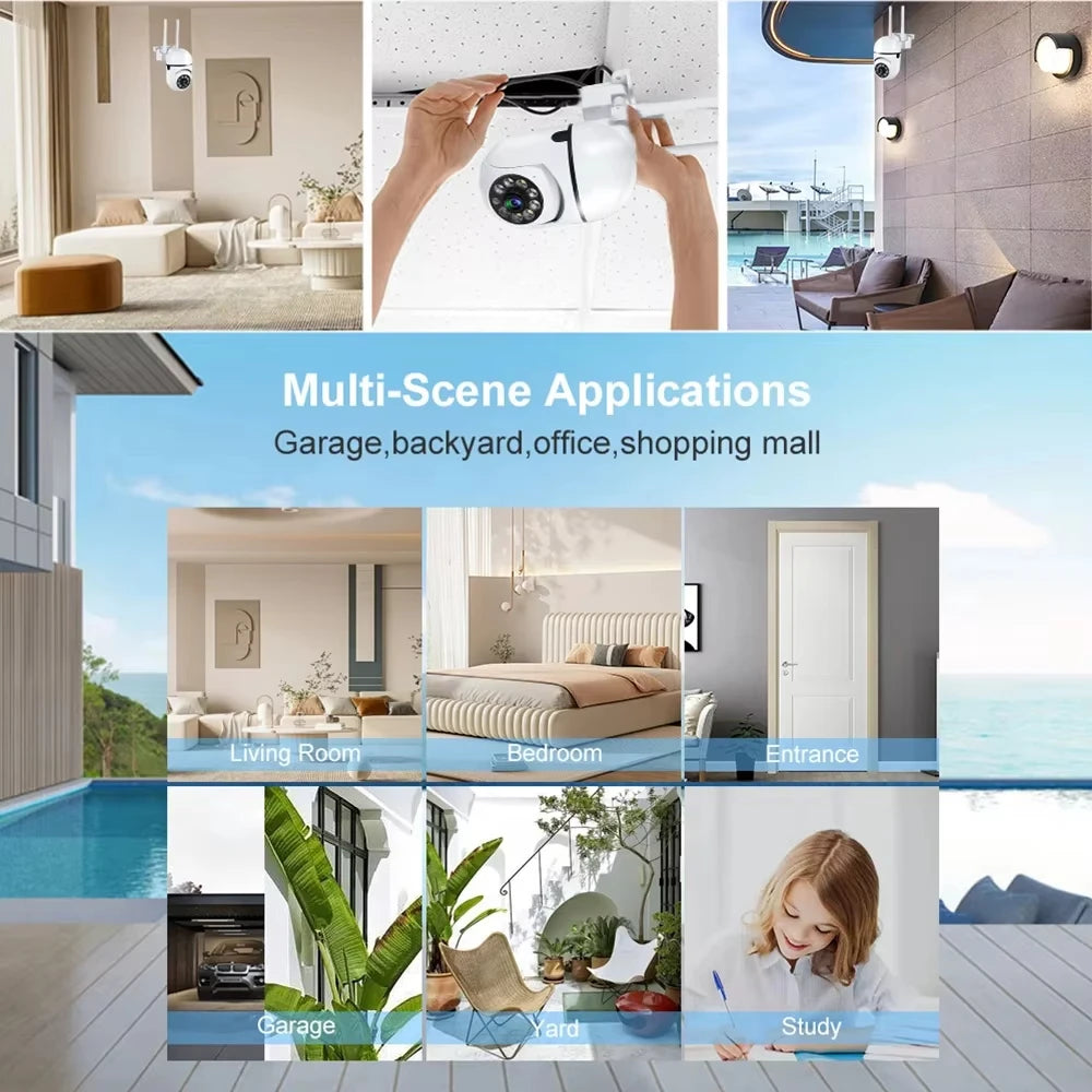 Smart Life 5MP WiFi Two Way Audio Security IP Camera Tuya App HD Smart Home PTZ Outdoor Home Wireless Mini Surveillance CCTV Cam