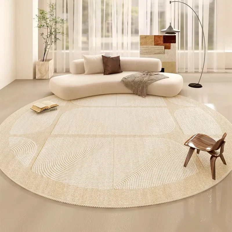 VIKAMA Summer Round Carpet, Anti-Stain Bedroom And Living Room Large Round Carpet, Dirt-Resistant Plain Carpet, Home Decoration