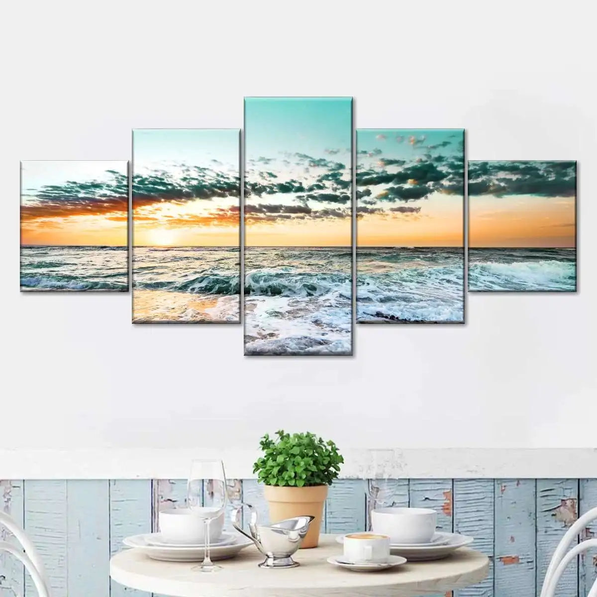 5pcs Landscape Canvas Painting Modern Wall Art Printed Picture Home Decor Mountain Sunset Wall Art for Living Room Decor Unframe