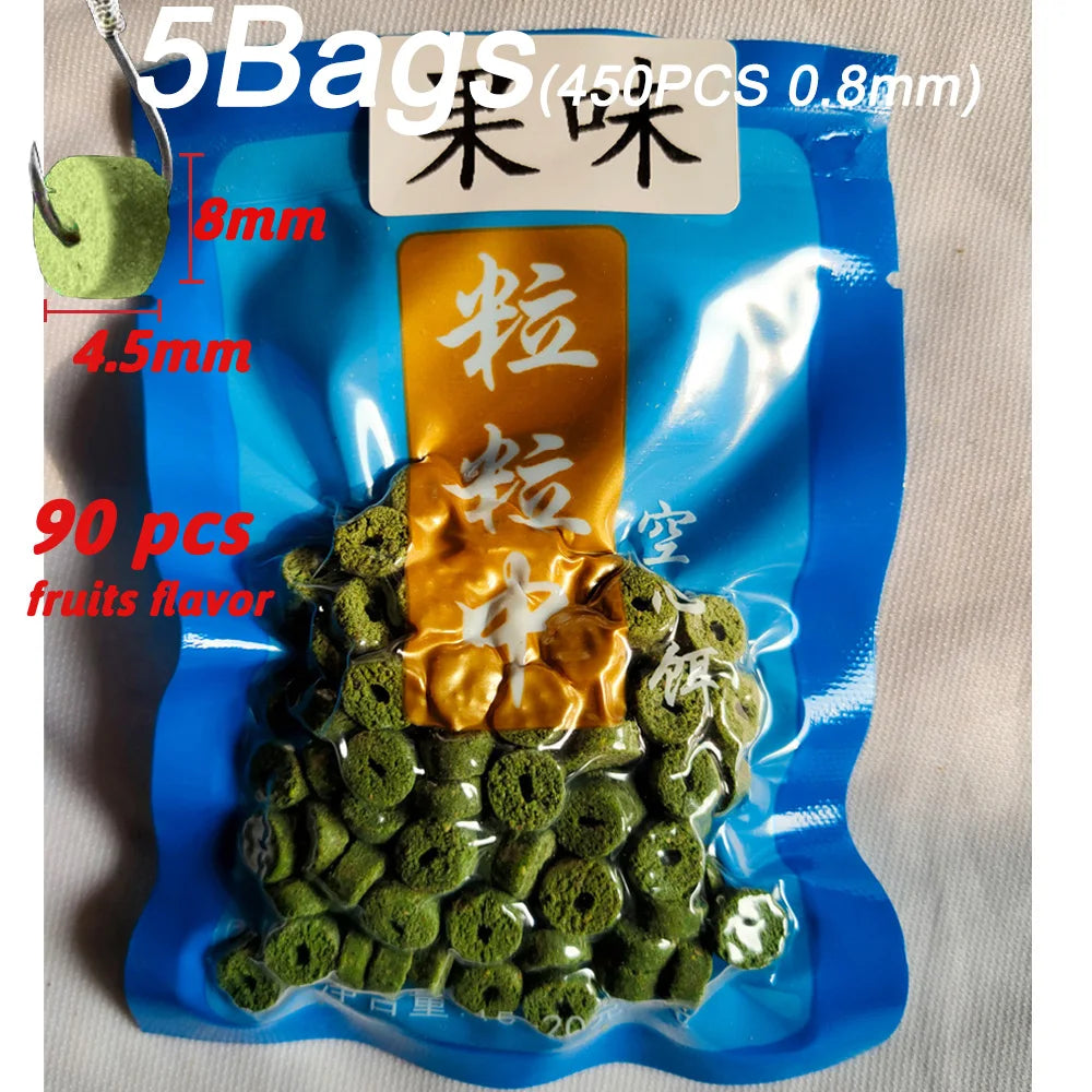 5 Bags Fishing Feed Attractant Hollow Granular Lure Nutrition Food Fishy Flavor Scent Pesca Carp Atomization Bite Hook Soft Bait