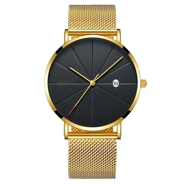 Men Watch Luxury Set Fashion Business Brown Quartz Wrist Watches for Men Gift Set Creative Waterproof Quartz Classic Watch