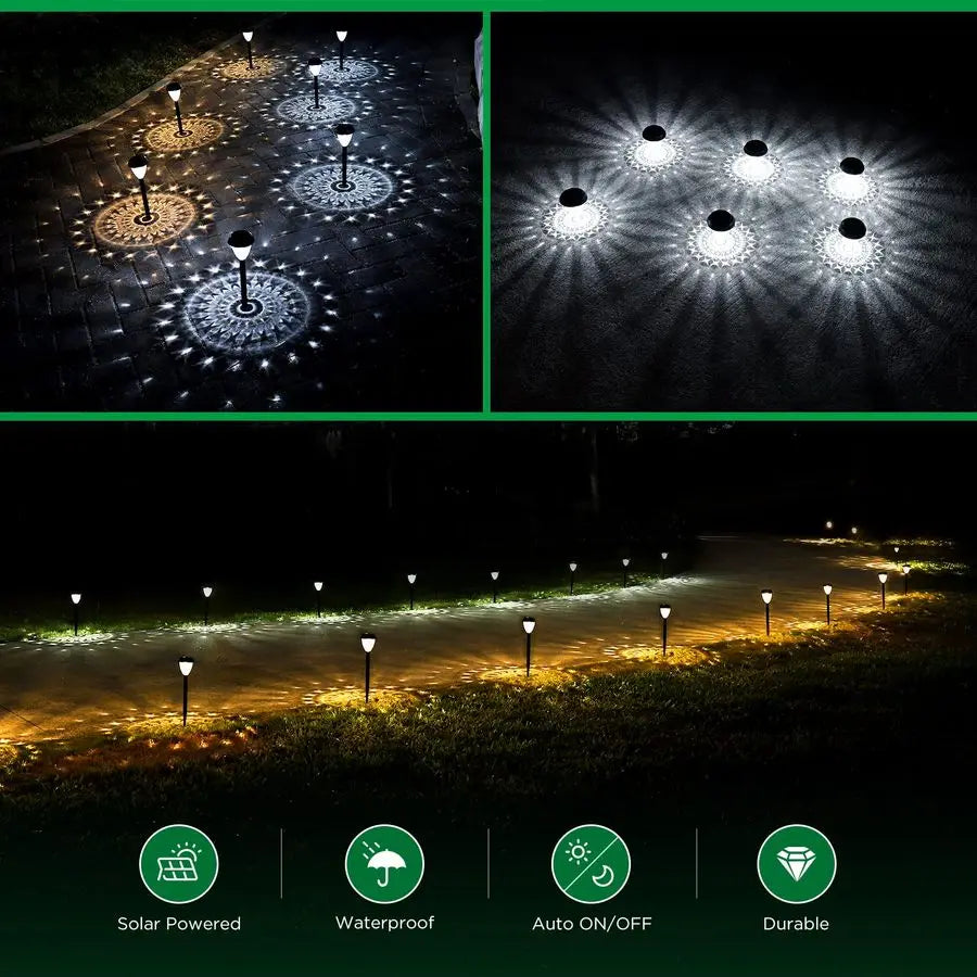 Super Bright Solar Lights, Waterproof 10 Pack, Dusk to Dawn Up to 12 Hrs Solar Powered Outdoor Pathway Garden Lights Auto On Off