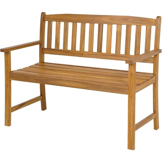 2-Seater Garden Bench,  with Backrest & Armrests, Outdoor Furniture Leisure Loveseat Porch Seating for Backyard