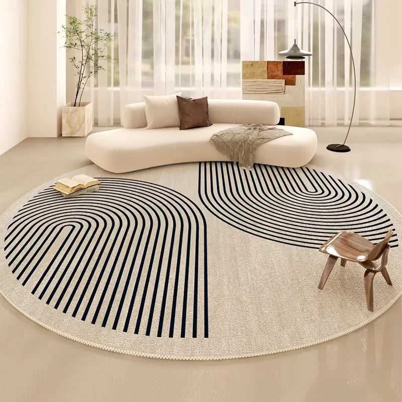 VIKAMA Summer Round Carpet, Anti-Stain Bedroom And Living Room Large Round Carpet, Dirt-Resistant Plain Carpet, Home Decoration