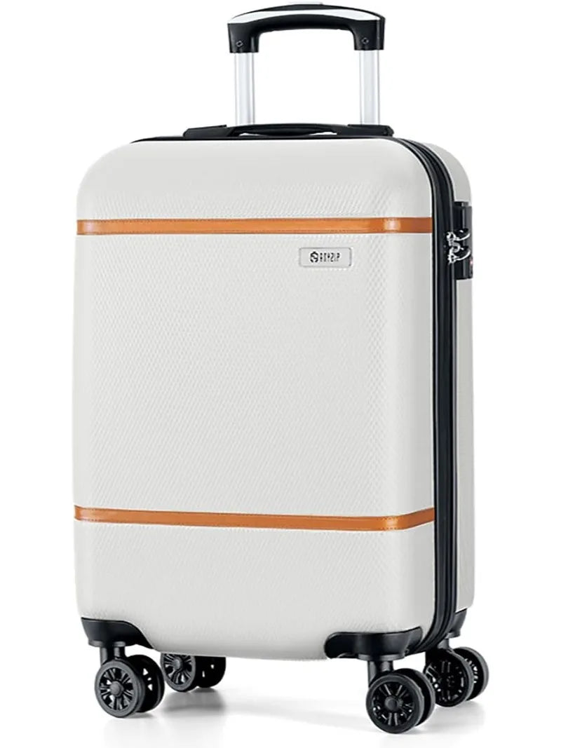 Carry On Luggage Airline Approved, ABS+PC Hardside Suitcase with Spinner Wheels TSA Lock, Carry-On 20-Inch, White