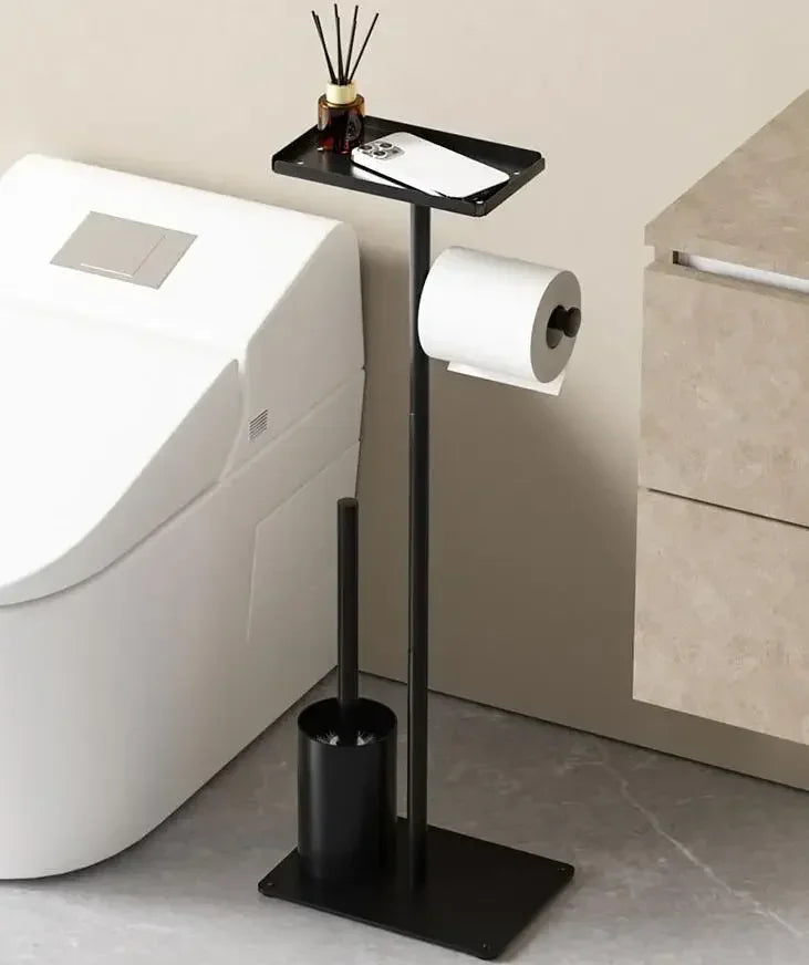 304 Stainless Steel Integrated Bathroom Accessories Toilet Brush Holder Floor Standing Toilet Paper Holder Cleaning Tools