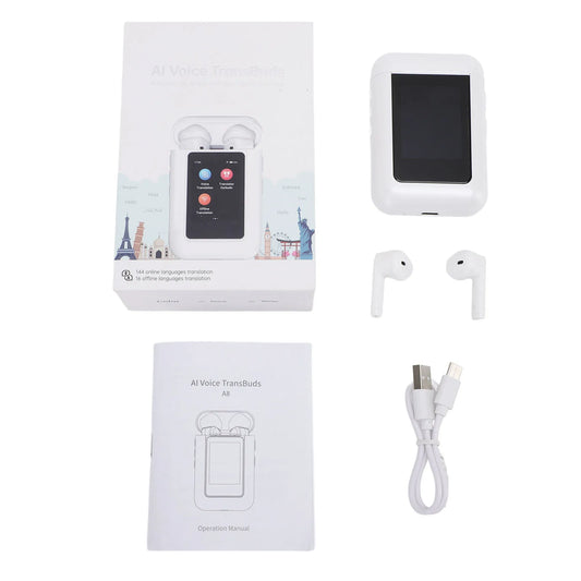 Translator Earphone 144 Languages  Translator Earbuds Noise Reduction LCD Screen AI Interaction for Business Learning