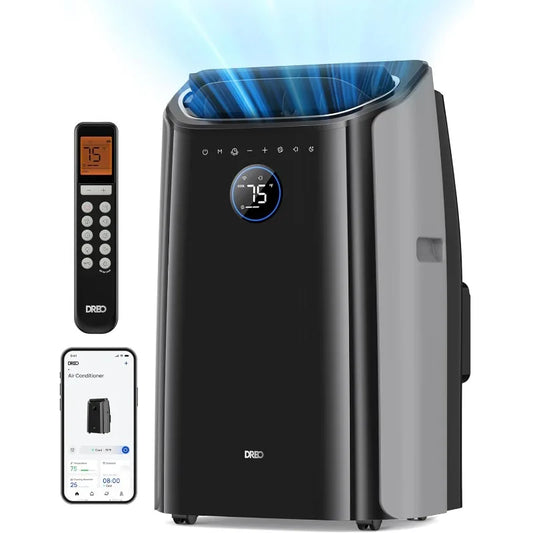 Dreo Portable Air Conditioners, 14,000 BTU AC for Bedroom with Drainage-free Cooling,46dB Quiet, APP/Voice/Remote,24h Timer