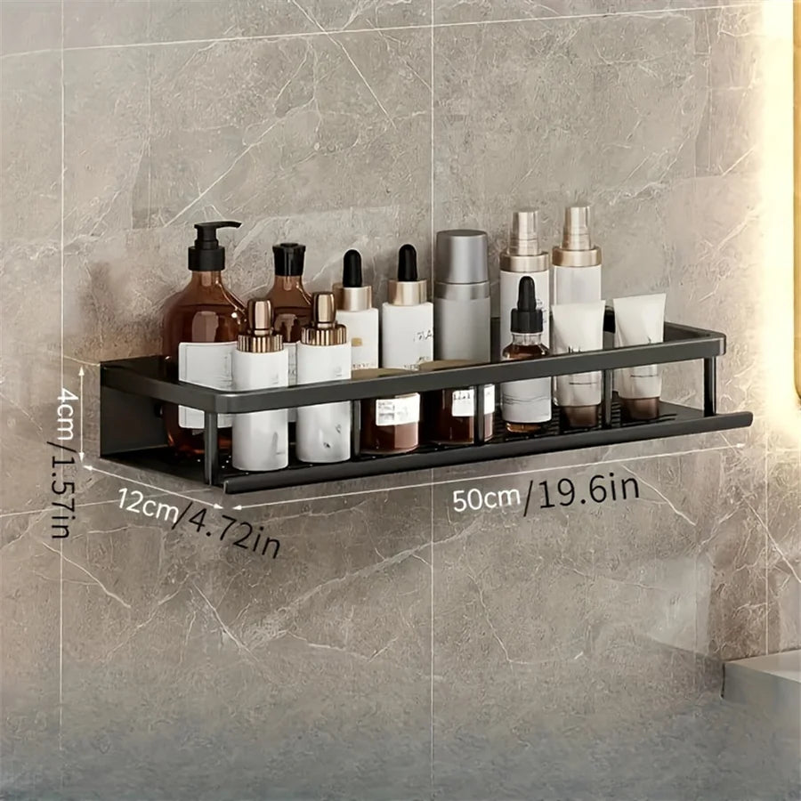 Aluminum Bathroom Supplies Storage Hook Shelf Multifunctional Wall Mounted Shelf Bathroom Towel Bar Bathroom Items Storage Rack