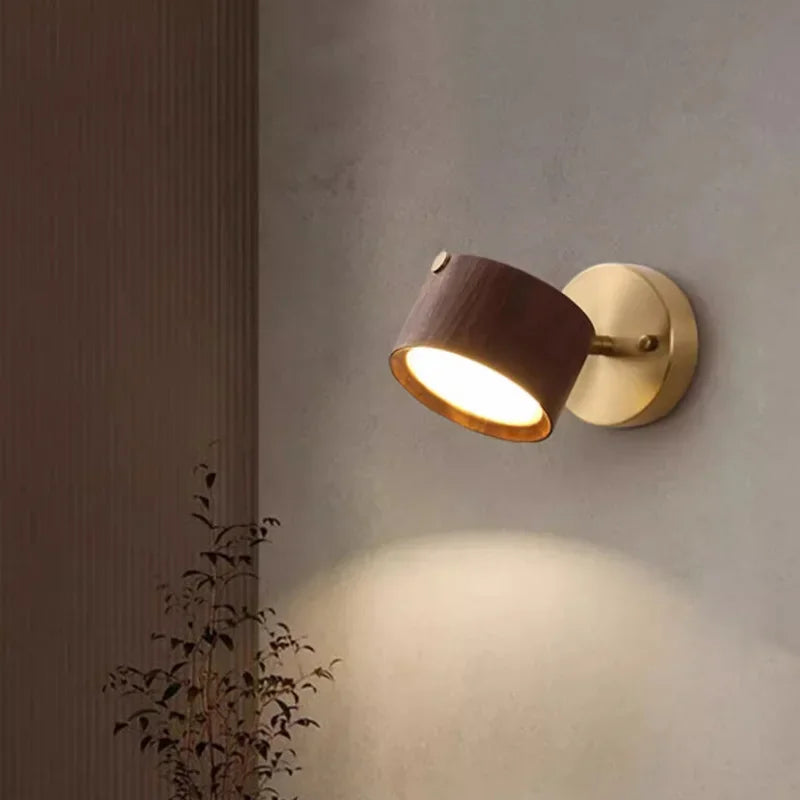 Nordic Wall Lamp Bedroom Lamp Simple Modern Living Room Background Wall Light Luxury Corridor, Aisle, Walnut Wood Bedside Lamp