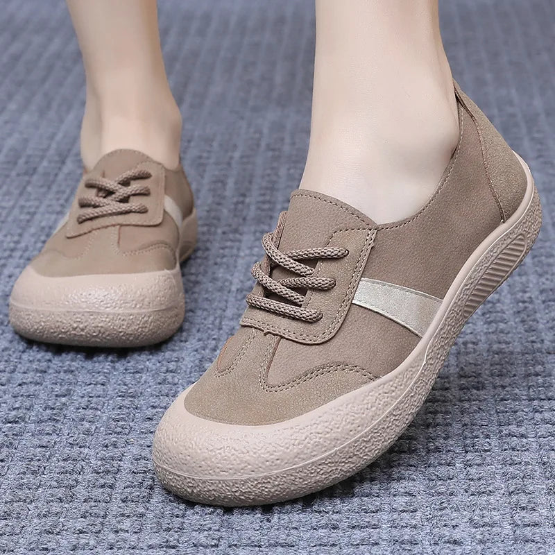 2025 New Women's Wide Toe Flat Shoes Spring Fashion Casual Comfortable College Style Soft Sports Footwear for Outdoor