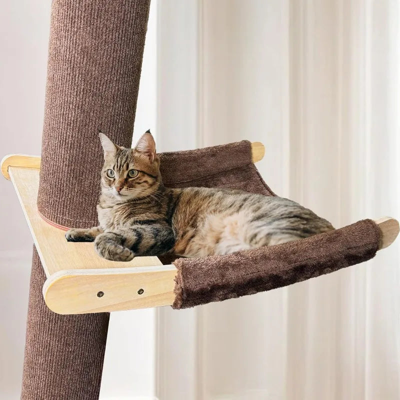Wall Mounted Cat Tree 6.6ft, Floor to Ceiling Cat Tree, Cat Climbing Tower with Hammock and Perch, Tall Cat Scratching Post