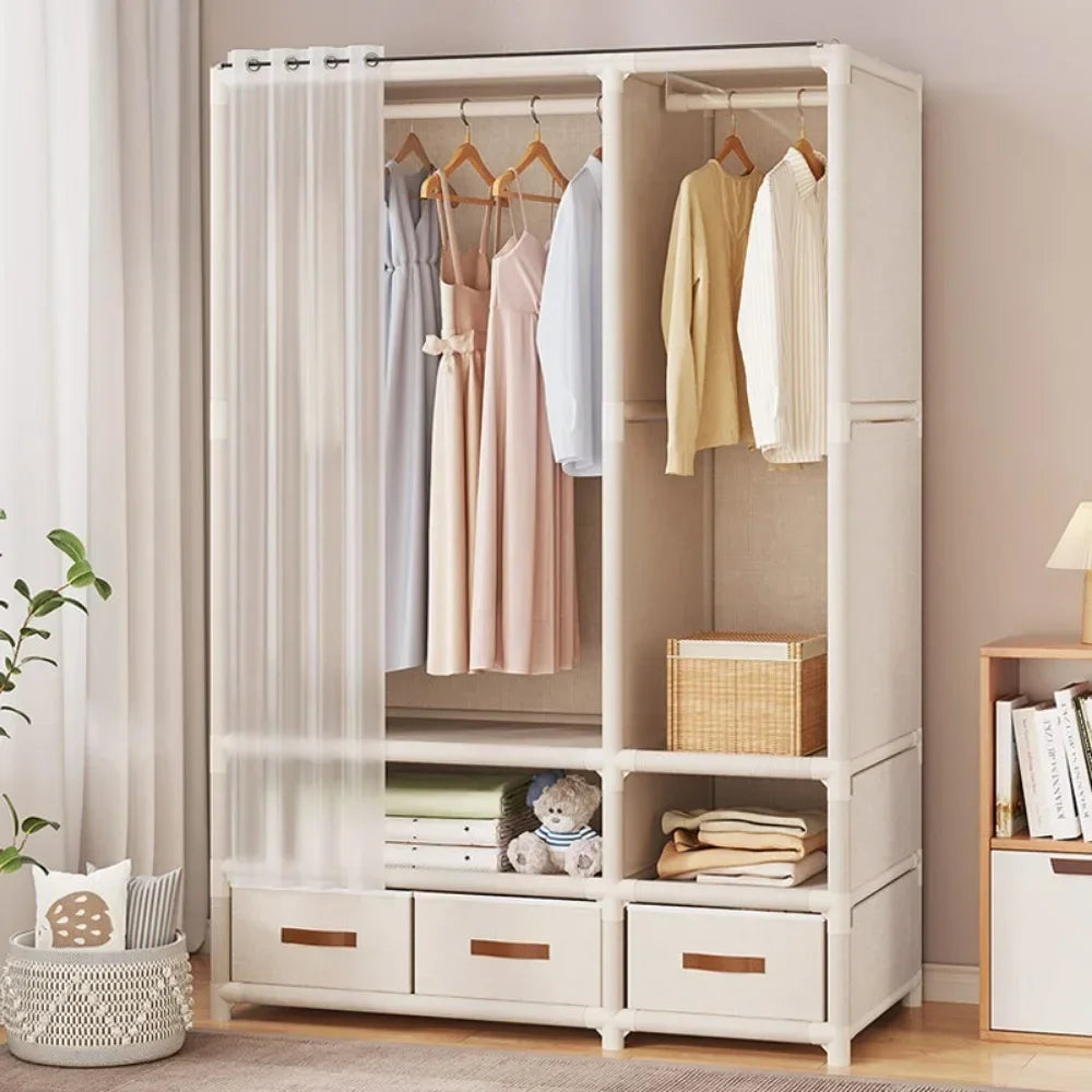 Bedroom Wardrobe Assembling A Dust-proof Large Capacity Wardrobe Strong Load-bearing Capacity Blankets Clothes Storage Cabinet