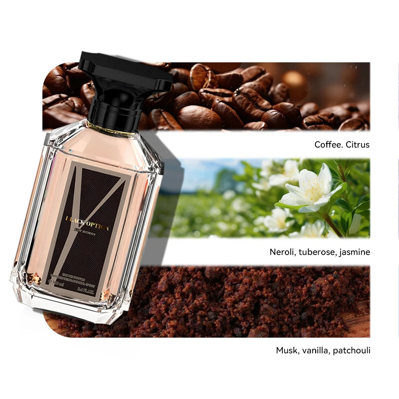 BLACK OPTION Women's Perfume 100ML 3.4FL.OZ - Long-lasting Vanilla Gourmand Oriental Notes Classic Eau de Parfum For Women