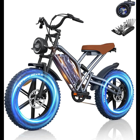 Electric Bike for Adults X50, 1200W Brushless Dual Motor, Max 50-150 Miles,48V 31Ah, 20'' Fat Tire Electric Motorcycle