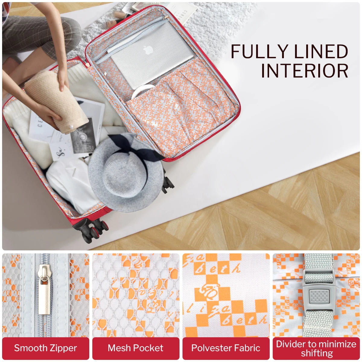 3 Piece Luggage Set Softside Expandable Suitcase with Spinner Wheels & TSA Lock Softshell Lightweight Travel Luggage Set