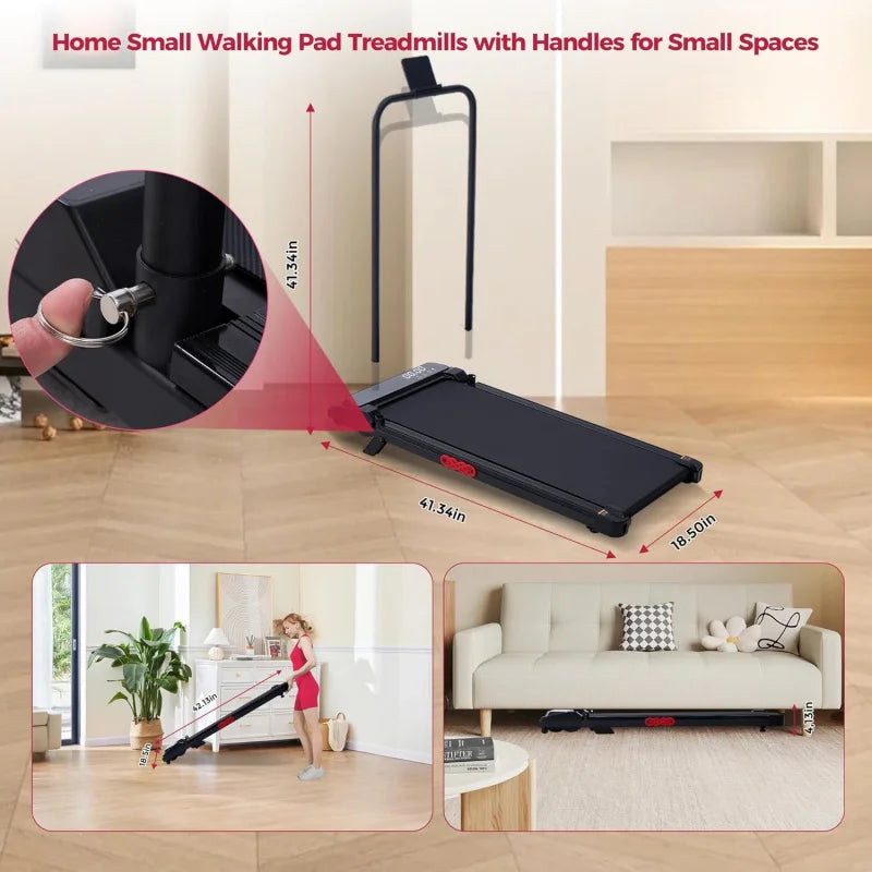 Walking Pad with Handle Bar and Incline, 3.0HP Under Desk Treadmill for Home Small Space, 0.6-7.6MPH