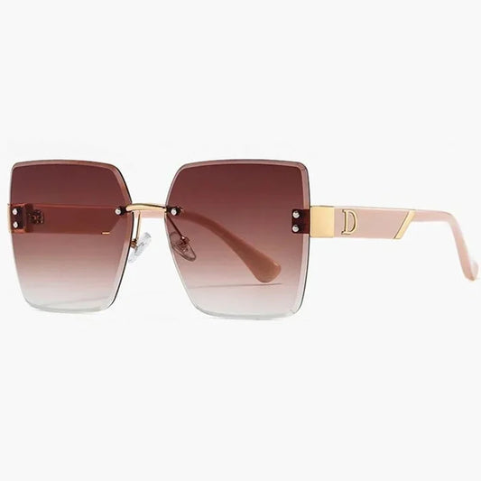 Fashion Square Sunglasses Women Vintage Sun Glasses Female Big Frame Mirror Retro Luxury Traveling Rimless Oculos De Sol