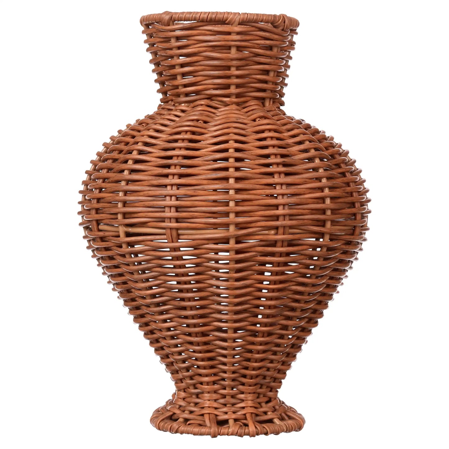 10 Brown Woven Faux Rattan Indoor Vase