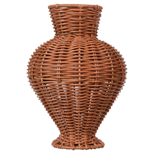 10 Brown Woven Faux Rattan Indoor Vase