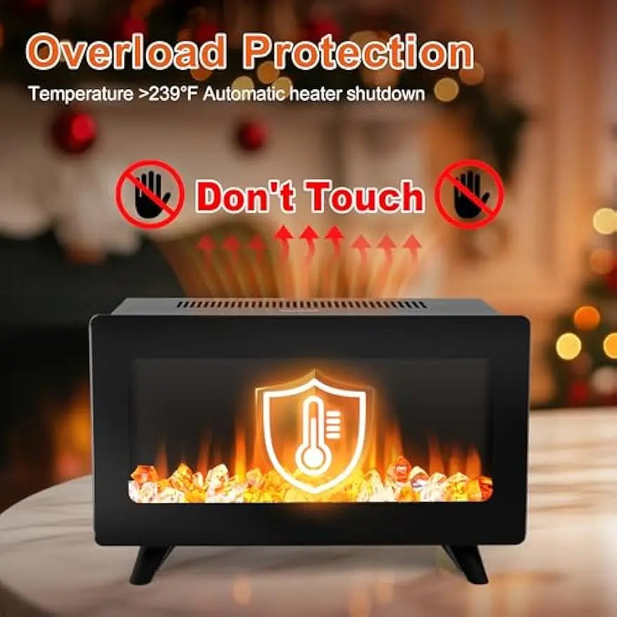 16" Electric Fireplace Heater with Realistic 3D LED Flames, Freestanding Indoor Space Heater, 750/1500W, Overheating Protection