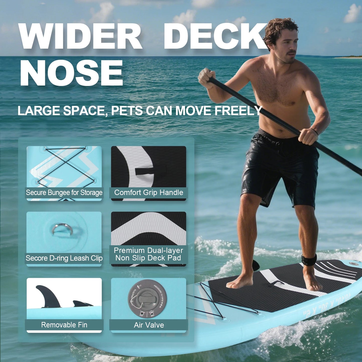 Inflatable Stand Up Paddle Board,10'10''×30"×6" PVC SUP Board, Extra Stable Design, Backpack/Paddle/Pump