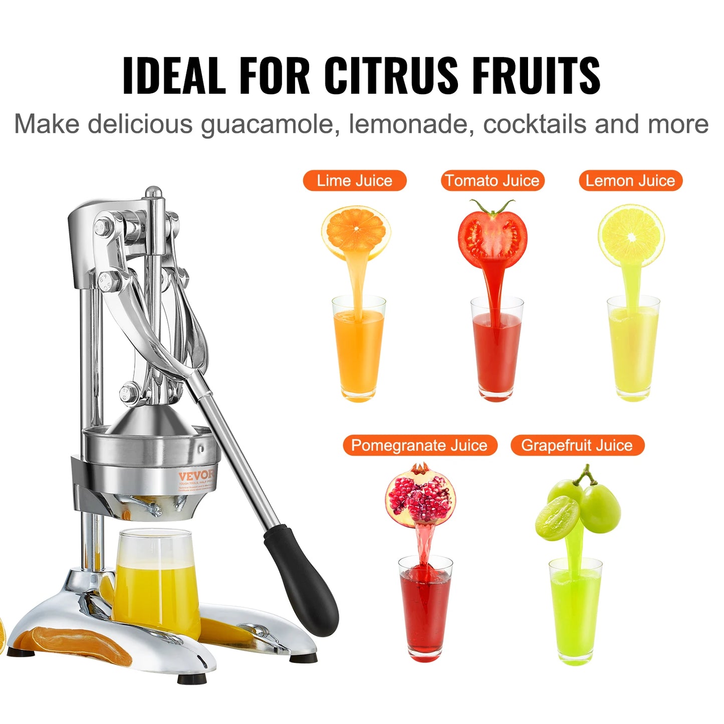 VEVOR Citrus Juice Press Hand Press Orange Juicer Press Commercial Grade Manual Citrus Juicer Lemon Squeezer Easy-to-Clean