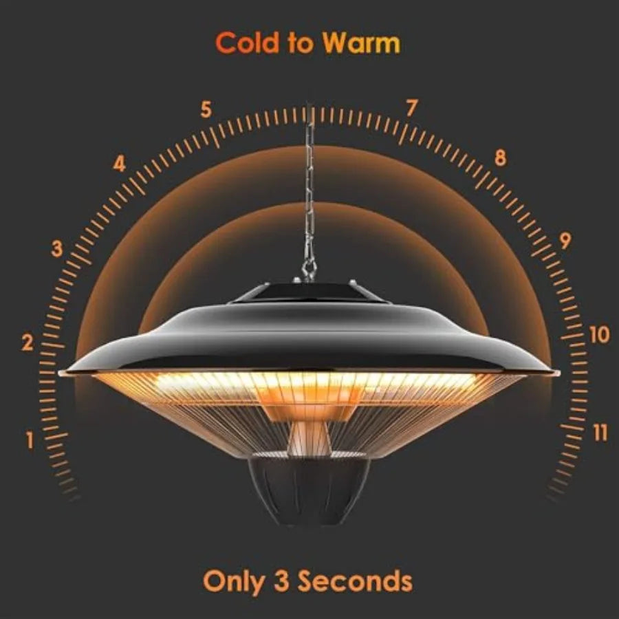 Outdoor Heaters for Patio 1500W Infrared Electric Patio Heater for Ceiling/Garage Use Hanging Patio Heater with Adjustable Chai