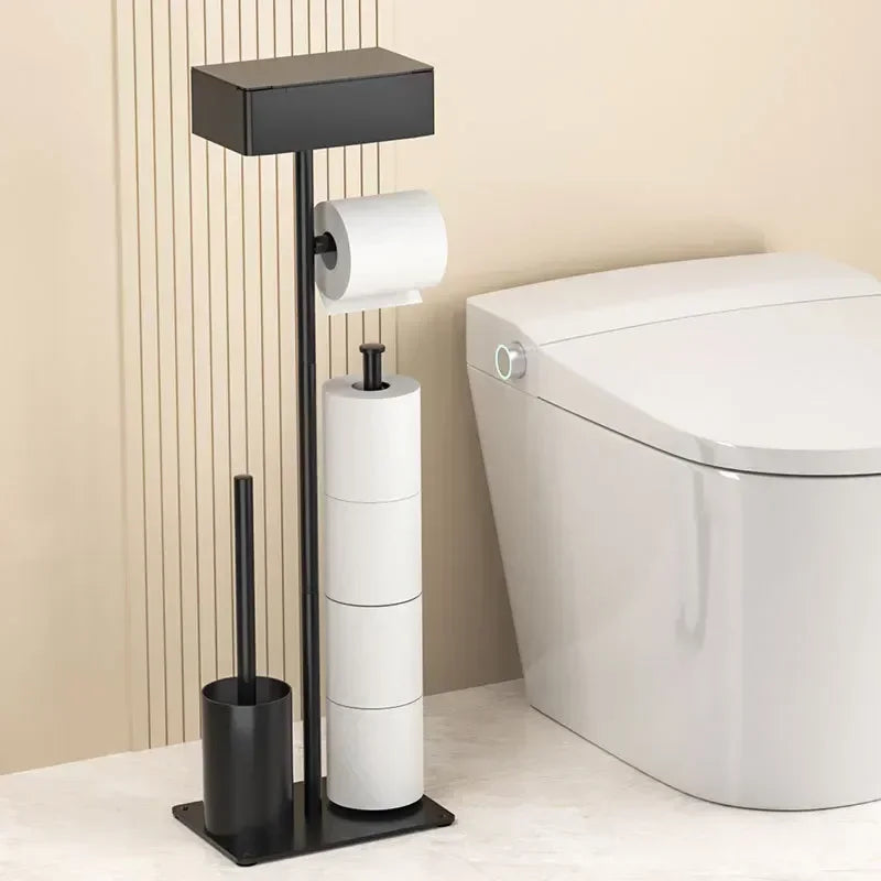 304 Stainless Steel Integrated Bathroom Accessories Toilet Brush Holder Floor Standing Toilet Paper Holder Cleaning Tools