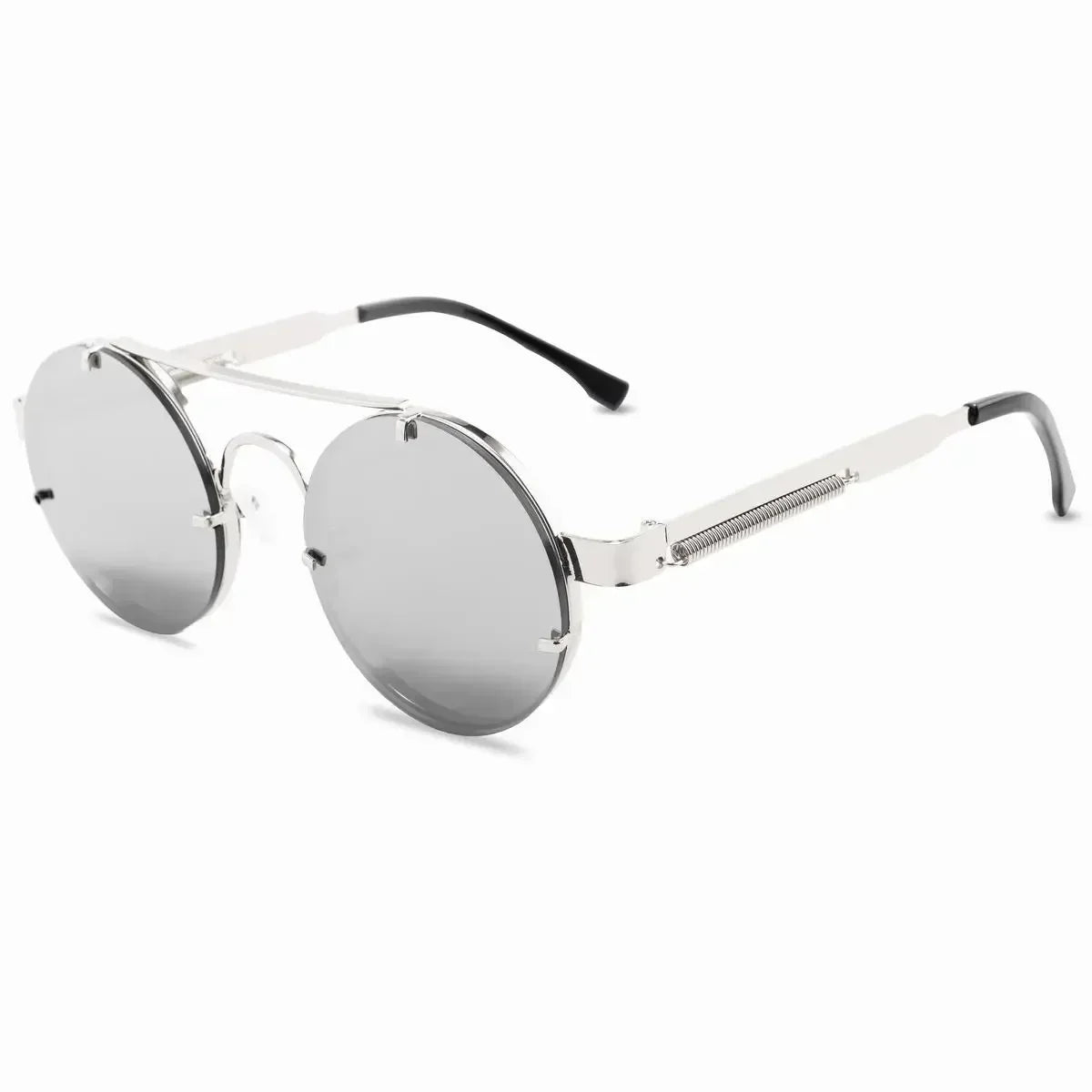 Round Steampunk Sunglasses Men Vintage Rimless Sun Glasses For Women Metal Punk Sun Glasses Elastic Temples Lentes De Sol