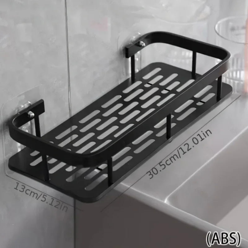 Bathroom Shelf No Drill Wall Mounted Shampoo Bottle Shower Corner Rack Toilet Storage Rack Aluminum Bathroom Kitchen Accessories